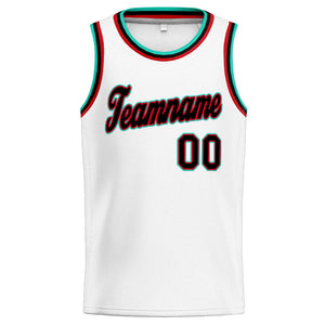 Custom Stitched Basketball Jersey for Men, Women And Kids White-Teal-Black-Red