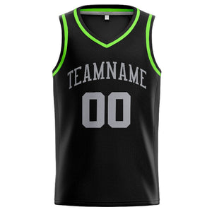 Custom Stitched Basketball Jersey for Men, Women And Kids Black-Gray-Neon Green