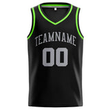 Custom Stitched Basketball Jersey for Men, Women And Kids Black-Gray-Neon Green