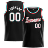 Custom Stitched Basketball Jersey for Men, Women And Kids Black-White-Teal-Red