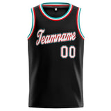 Custom Stitched Basketball Jersey for Men, Women And Kids Black-White-Teal-Red