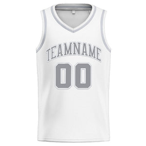 Custom Stitched Basketball Jersey for Men, Women And Kids White-Gray-Light Gray