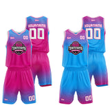 Custom Reversible Basketball Suit for Adults and Kids Hot Pink-Blue