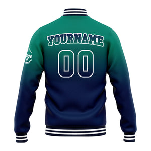 Custom Gradient Varsity Jacket Letterman jacket for Men, Women and Youth Green Navy