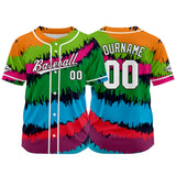 Custom Full Print Design Baseball Jersey red-green-orange