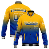 Custom Gradient Varsity Jacket Letterman jacket for Men, Women and Youth Yellow Blue