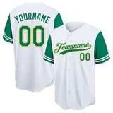 Custom Full Print Design White-Green-Yellow Baseball Jersey