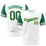 Custom Full Print Design Baseball Jersey white-green-yellow