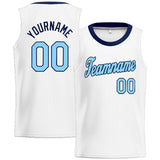 Custom Stitched Basketball Jersey for Men, Women And Kids White-Light Blue-Navy