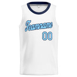 Custom Stitched Basketball Jersey for Men, Women And Kids White-Light Blue-Navy