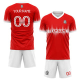 custom soccer set jersey kids adults personalized soccer red-white