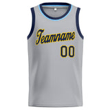 Custom Stitched Basketball Jersey for Men, Women And Kids Gray-Navy-Yellow