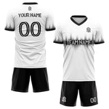 custom soccer set jersey kids adults personalized soccer white-black