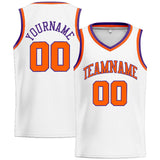 Custom Stitched Basketball Jersey for Men, Women And Kids White-Orange-Purple