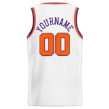 Custom Stitched Basketball Jersey for Men, Women And Kids White-Orange-Purple