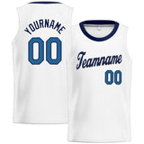 Custom Stitched Basketball Jersey for Men, Women And Kids White-Navy