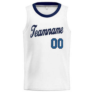 Custom Stitched Basketball Jersey for Men, Women And Kids White-Navy