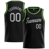 Custom Stitched Basketball Jersey for Men, Women And Kids Black-Neon Green-Gray