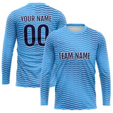 Custom Basketball Soccer Football Shooting Long T-Shirt for Adults and Kids Wave-Light Blue