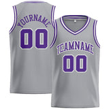 Custom Stitched Basketball Jersey for Men, Women And Kids Gray-Purple-White