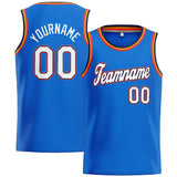 Custom Stitched Basketball Jersey for Men, Women And Kids Blue-White-Navy-Orange