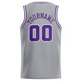 Custom Stitched Basketball Jersey for Men, Women And Kids Gray-Purple-White