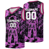 Custom basketball jersey for men and women. Stitched and printed name, number and logo Black&Pink