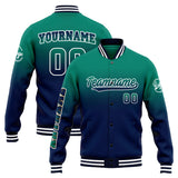 Custom Gradient Varsity Jacket Letterman jacket for Men, Women and Youth Green Navy