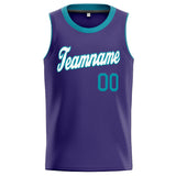 Custom Stitched Basketball Jersey for Men, Women And Kids Purple-Teal-White