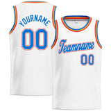 Custom Stitched Basketball Jersey for Men, Women And Kids White-Blue-Orange