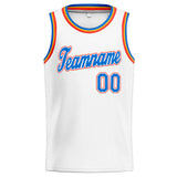 Custom Stitched Basketball Jersey for Men, Women And Kids White-Blue-Orange