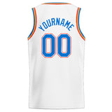 Custom Stitched Basketball Jersey for Men, Women And Kids White-Blue-Orange