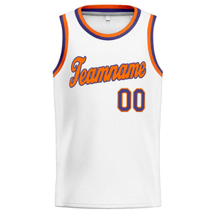 Custom Stitched Basketball Jersey for Men, Women And Kids White-Orange-Purple