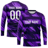 Custom Basketball Soccer Football Shooting Long T-Shirt for Adults and Kids Horizontal bar-Purple