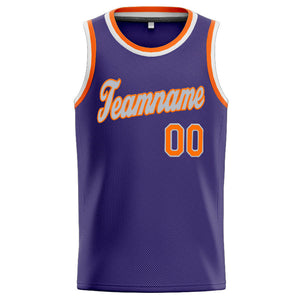 Custom Stitched Basketball Jersey for Men, Women And Kids Purple-Orange-White