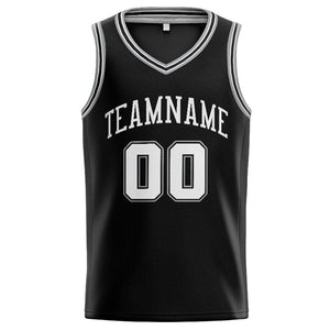 Custom Stitched Basketball Jersey for Men, Women And Kids Black-White-Gray