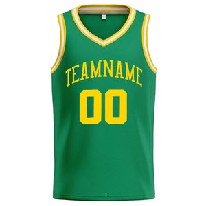 Custom Stitched Basketball Jersey for Men, Women And Kids Kelly Green-Yellow