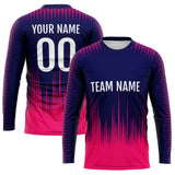 Custom Basketball Soccer Football Shooting Long T-Shirt for Adults and Kids Navy-Hot Pink