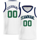 Custom Stitched Basketball Jersey for Men, Women And Kids White-Navy-Green