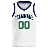 Custom Stitched Basketball Jersey for Men, Women And Kids White-Navy-Green