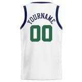 Custom Stitched Basketball Jersey for Men, Women And Kids White-Navy-Green