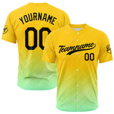 Custom Full Print Design Baseball Jersey yellow-green