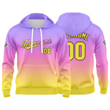 Custom Gradient Hoodie For Man Woman Girl Boy Print Your Logo Name Number Purple  Pink Yellow