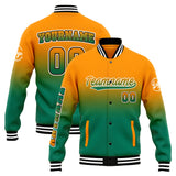 Custom Gradient Varsity Jacket Letterman jacket for Men, Women and Youth Orange Green