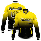 Custom Gradient Varsity Jacket Letterman jacket for Men, Women and Youth Yellow Black