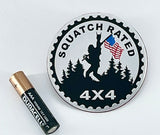 Sasquatch Rated 4x4 Stick-on Fender Badge with American Flag Fits Jeep 4x4