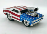 1966 Chevy Nova Muscle Machines Stars & Stripes  1:18 Scale Diecast Car - Collectible