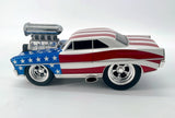 1966 Chevy Nova Muscle Machines Stars & Stripes  1:18 Scale Diecast Car - Collectible