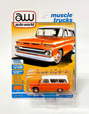 AW Auto World Diecast Cars 1 64 1965 Chevy Suburban Orange R1 VB