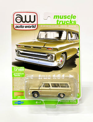 AW Auto World Diecast Cars 1 64 1966 Chevy Suburban Saddle Poly R3 VB